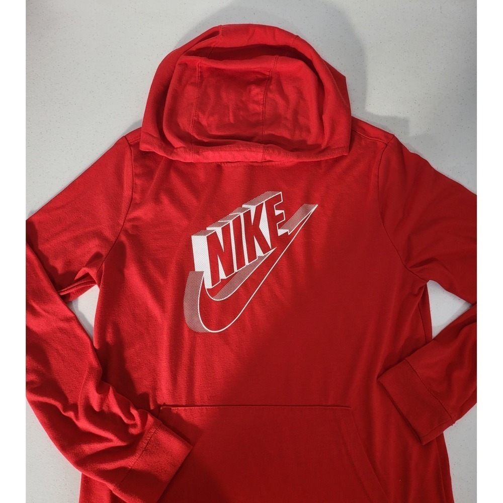 Vintage Y2K‎ Nike Long Sleeve Pullover Hoodie Sportwear Red And White - Picture 4 of 9